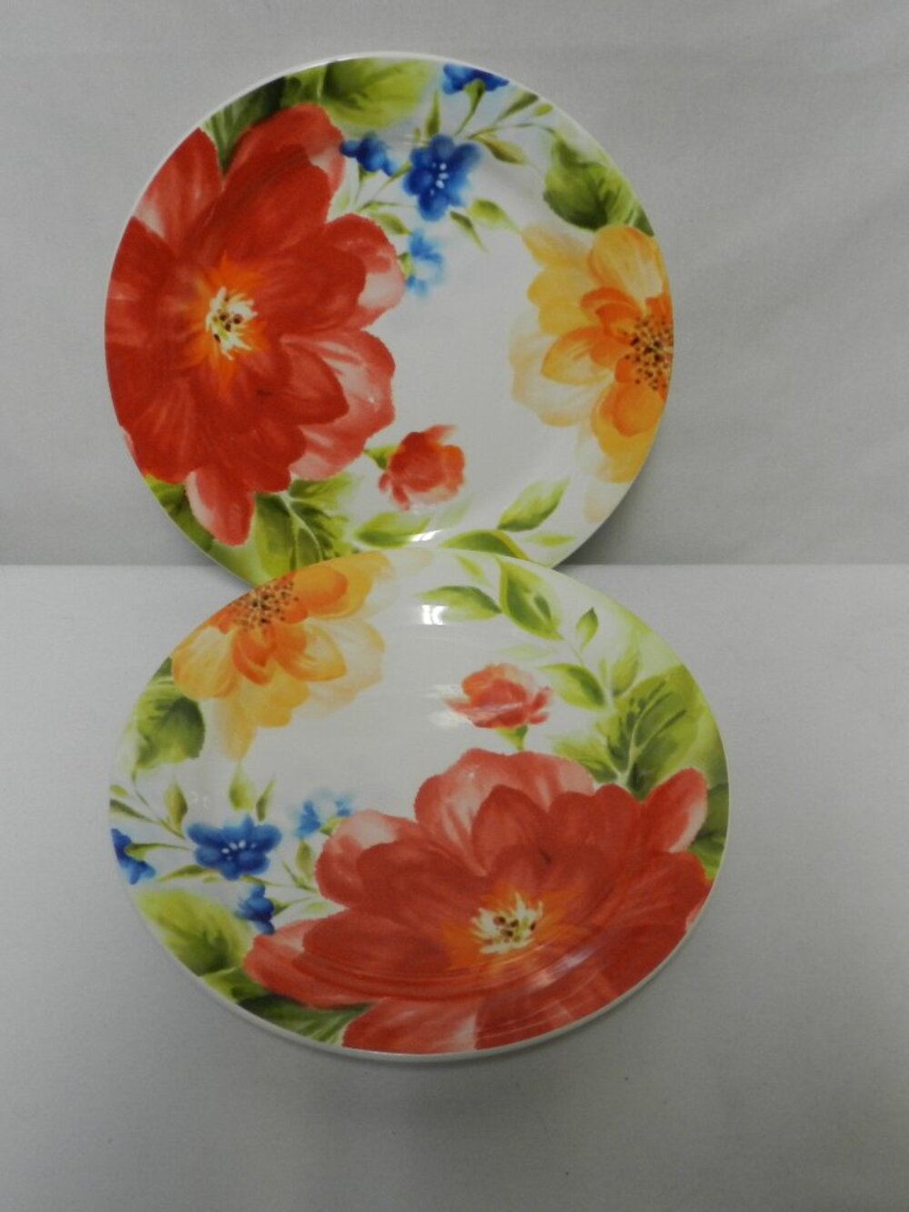 Pier 1 One Amelia ceramic Salad Appetizer Plate Set 2 Pair floral ceramic Dish